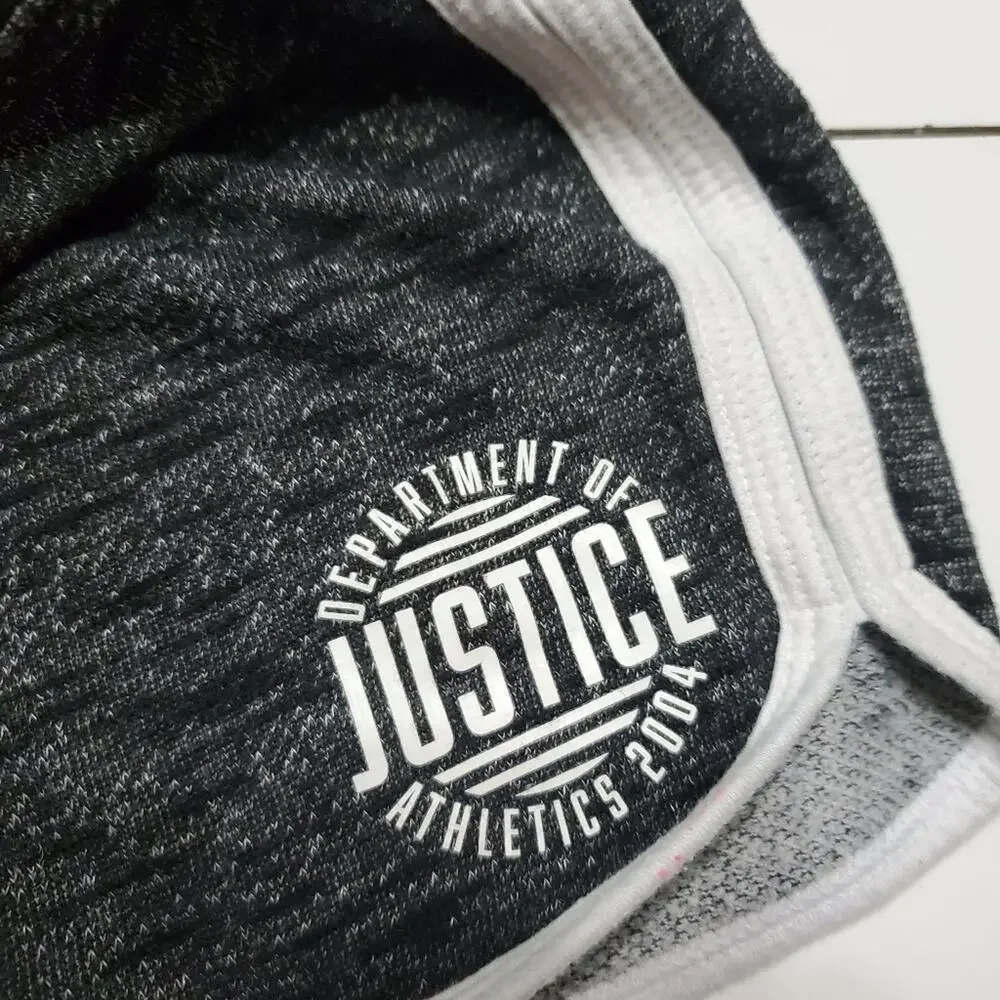 Justice Active Shorts Girls 12 Heathered Black Athletic Comfort Stretch Pull On‎